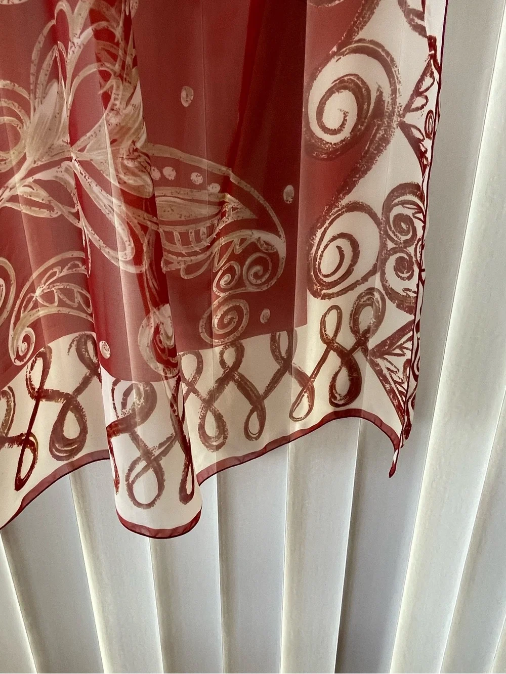 Geri Brown Rust and Cream Paisley almost Square Scarf- translucent